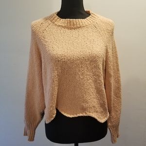 Blush pink Zara cropped knit sweater